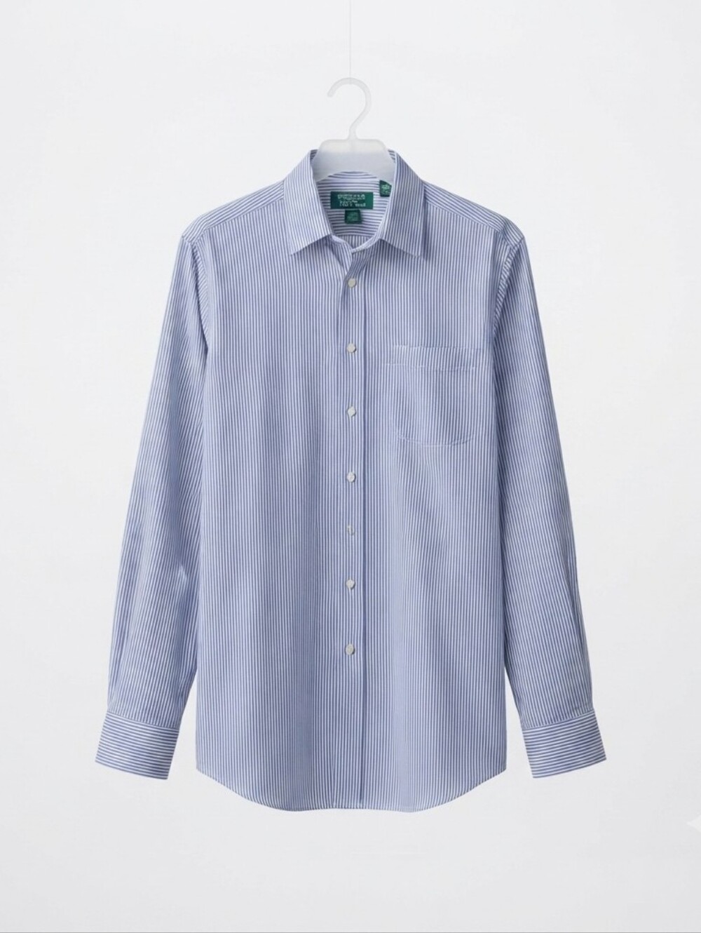 Vintage Sears Men's Store Blue Stripe Perma-Prest Shirt 15-34/35 Regular Cut